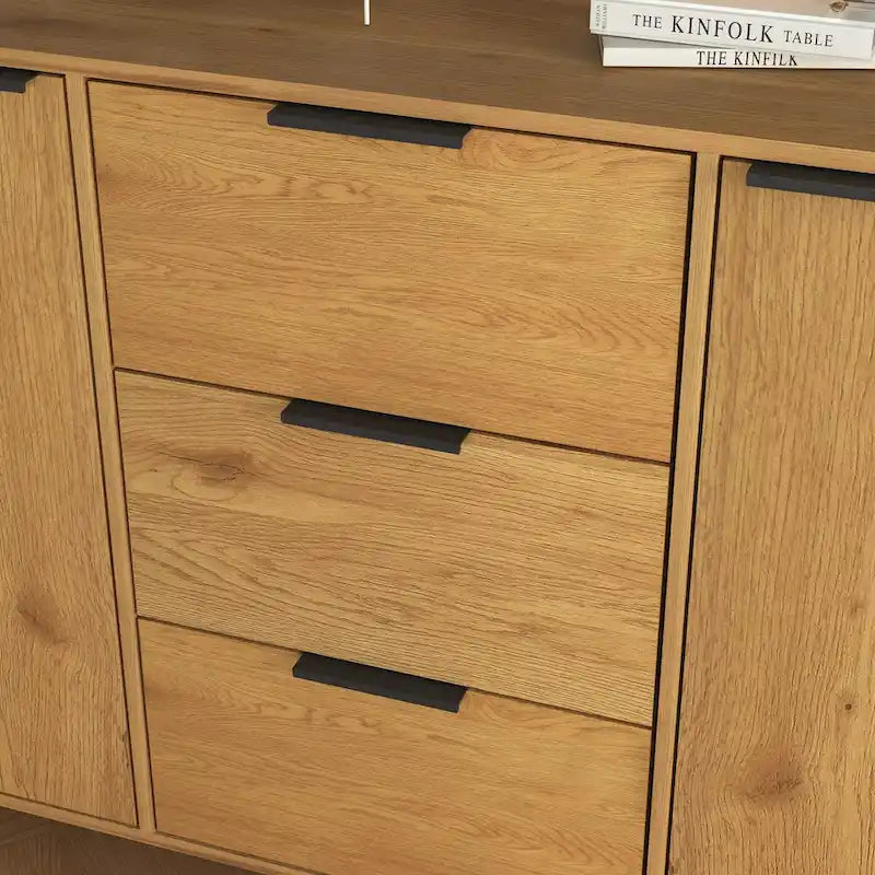 Anrichten-Buffetschrank mit Stauraum, Kaffee-Barschrank aus Holz, 47.2 Schrank mit 3 Schubladen und 2 Türen, Buffetschrank