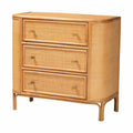 mueble de almacenamiento de ratán claro con 3 cajones