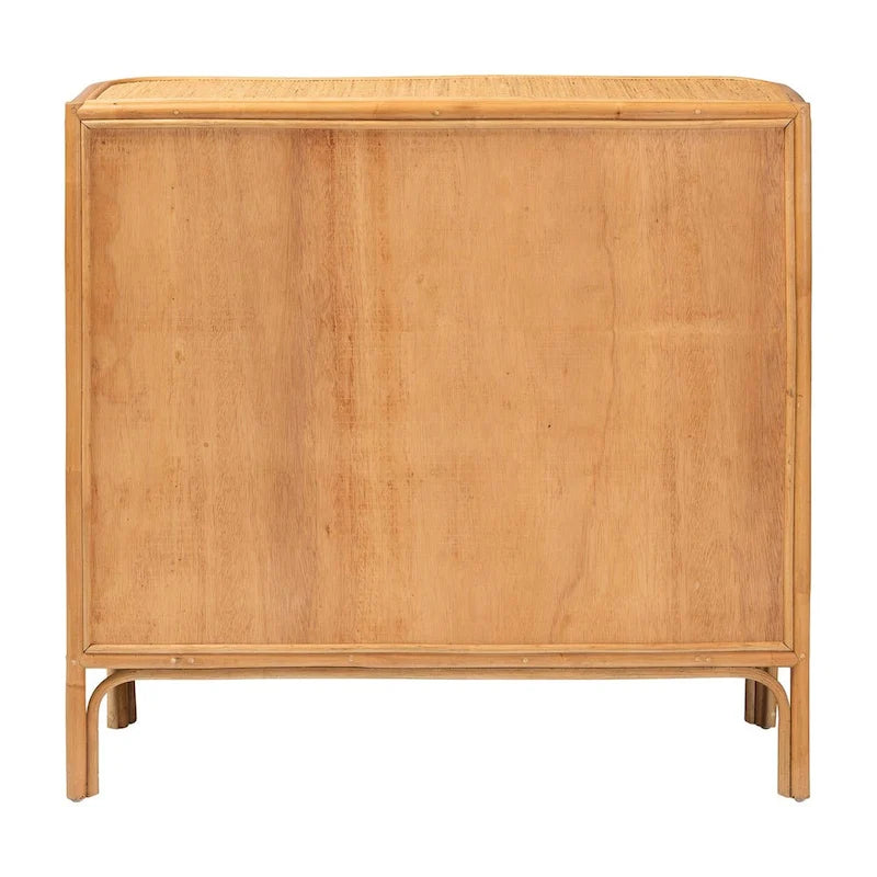 mueble de almacenamiento de ratán claro con 3 cajones
