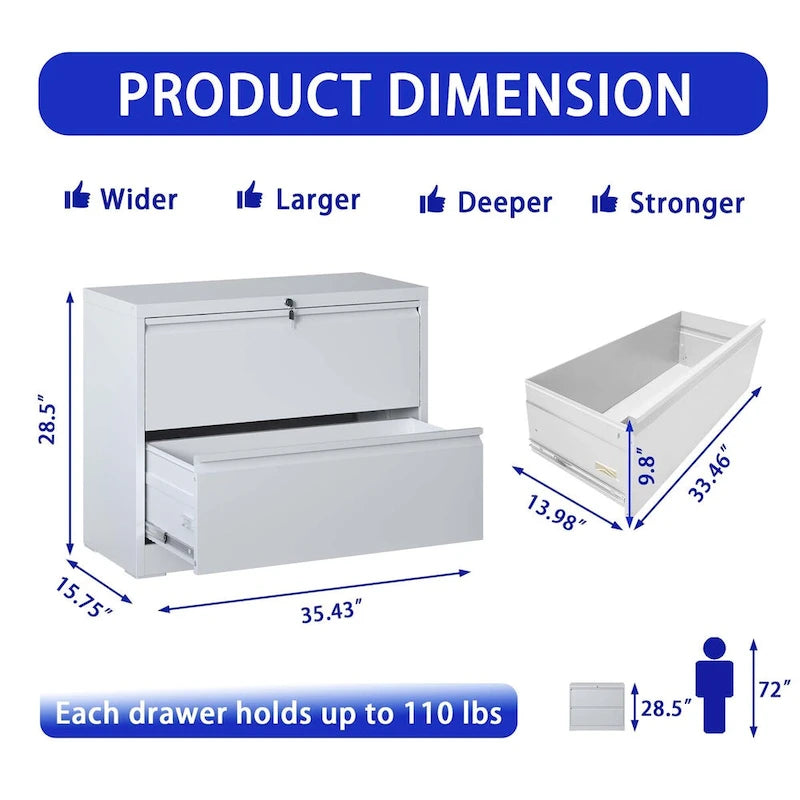 Two-Drawer Filing Cabinet for Home Office Storage