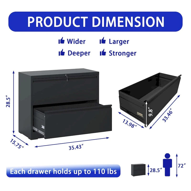 Two-Drawer Filing Cabinet for Home Office Storage