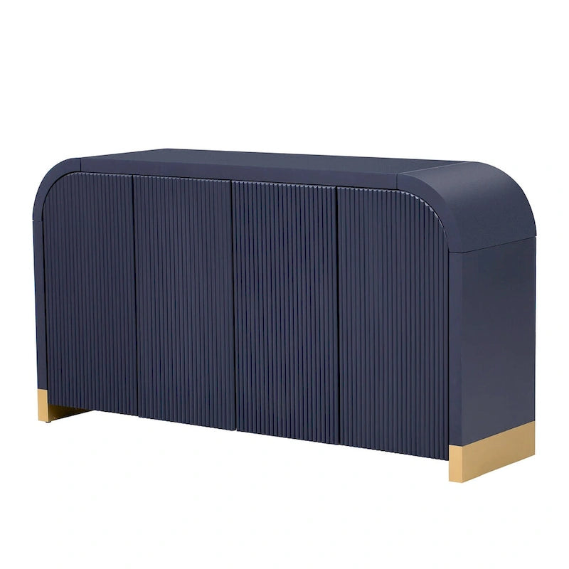 4-door Curved Corner Wavy Door Panel Cabinet with Adjustable Shelves