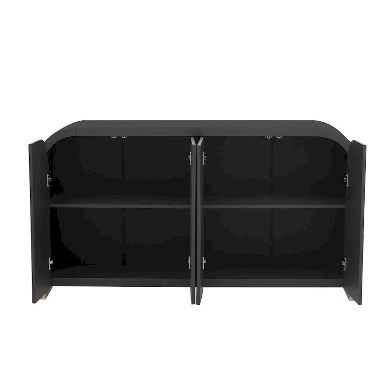 4-door Curved Corner Wavy Door Panel Cabinet with Adjustable Shelves