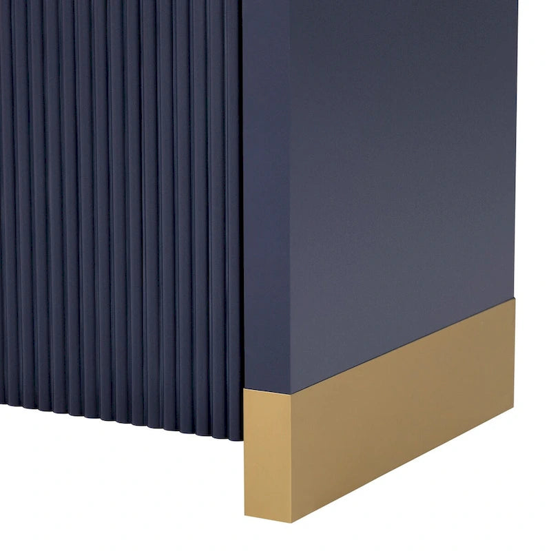 4-door Curved Corner Wavy Door Panel Cabinet with Adjustable Shelves