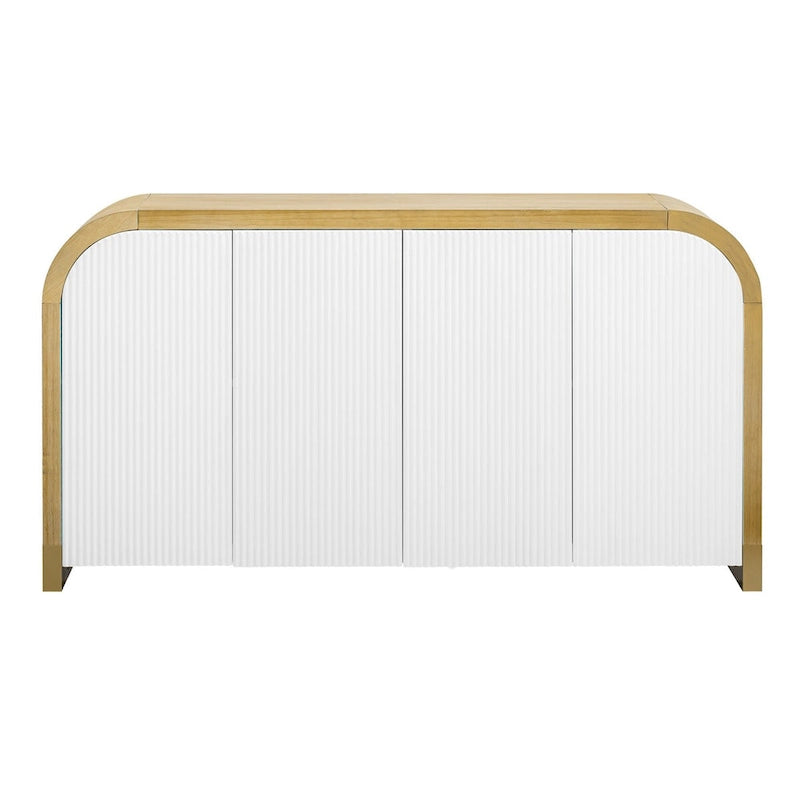 4-door Curved Corner Wavy Door Panel Cabinet with Adjustable Shelves