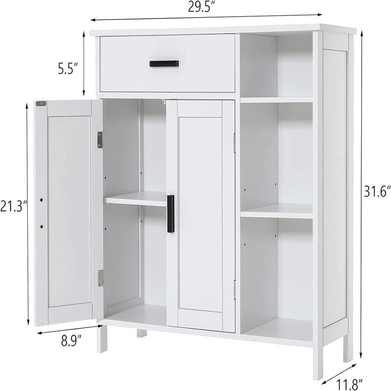 Meuble de rangement bas avec portes et étagères - 11.8D x 29.5W x 31.6H