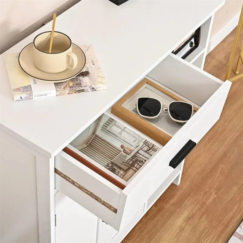 Meuble de rangement bas avec portes et étagères - 11.8D x 29.5W x 31.6H