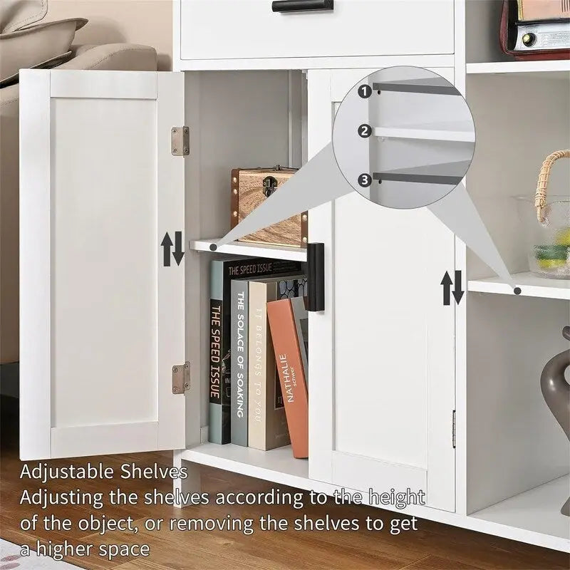 Meuble de rangement bas avec portes et étagères - 11.8D x 29.5W x 31.6H