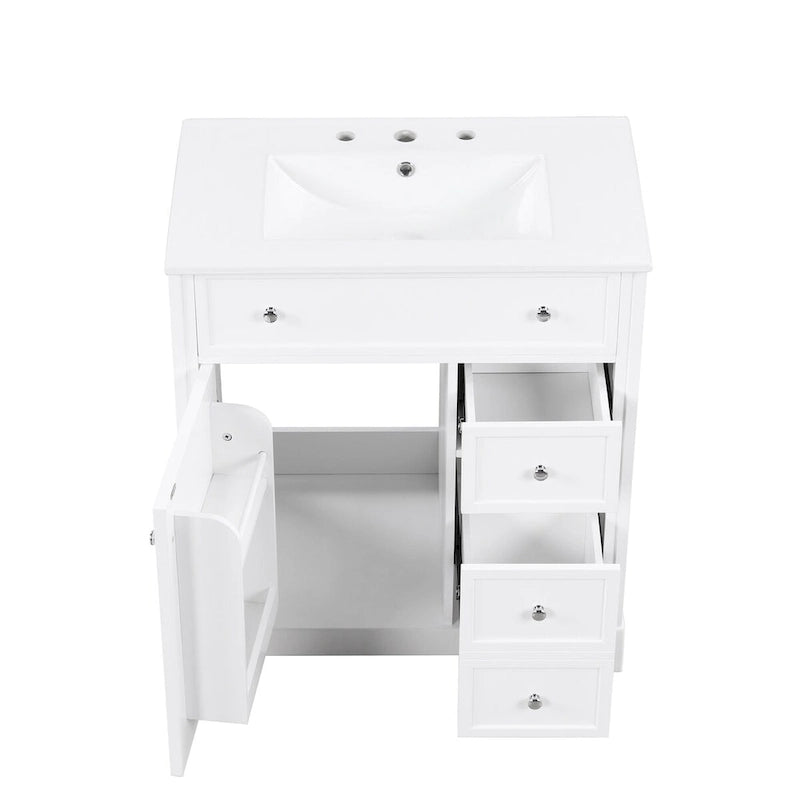 Badezimmer-Waschtischunterschrank mit Waschbeckenplatte, Tür und Schubladen