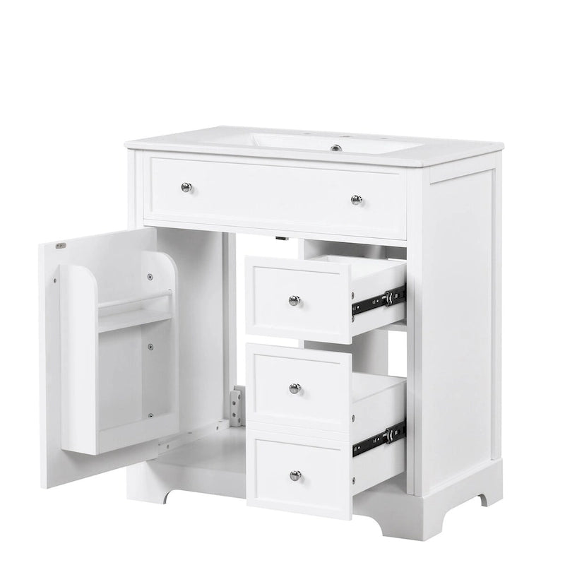 Badezimmer-Waschtischunterschrank mit Waschbeckenplatte, Tür und Schubladen