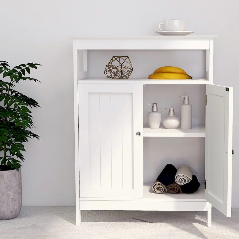 White Bathroom standing storage cabinet with double doors