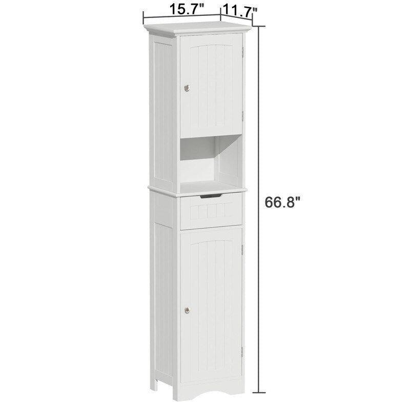 mueble alto de almacenamiento para baño de 67, independiente, con estantes ajustables - 11.7D x 15.7W x 66.8H