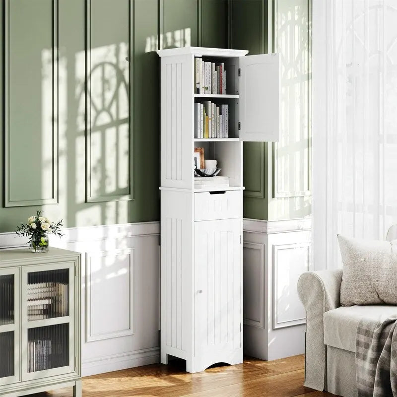 mueble alto de almacenamiento para baño de 67, independiente, con estantes ajustables - 11.7D x 15.7W x 66.8H