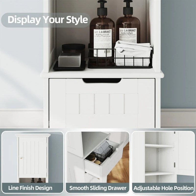 mueble alto de almacenamiento para baño de 67, independiente, con estantes ajustables - 11.7D x 15.7W x 66.8H