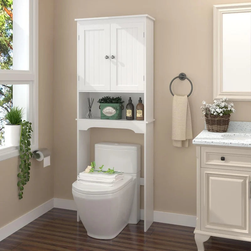 Gabinete de almacenamiento sobre el inodoro, estante de baño sobre el inodoro, organizador de almacenamiento para baño, ahorrador de espacio de madera para baño