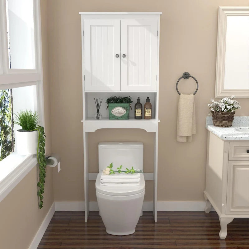 Gabinete de almacenamiento sobre el inodoro, estante de baño sobre el inodoro, organizador de almacenamiento para baño, ahorrador de espacio de madera para baño
