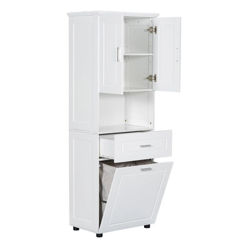 Hoher Badezimmerschrank mit Wäsche- und Stauraumschrank