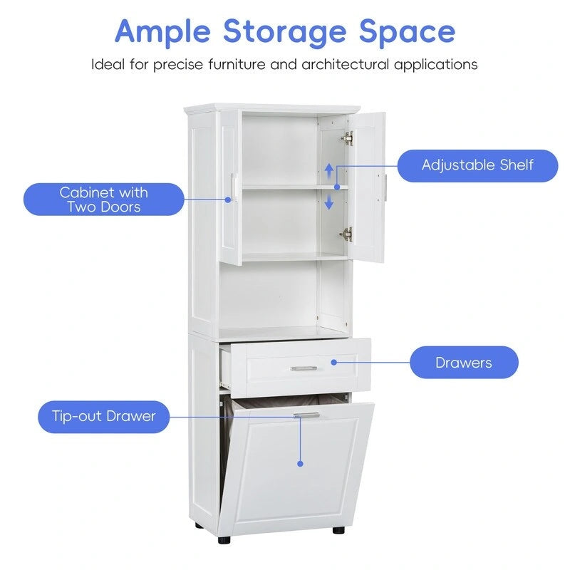 mueble de baño alto con cesto para ropa y mueble de almacenamiento